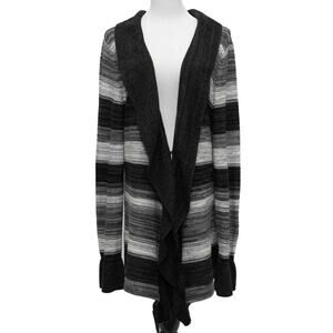 White House Black Market WHBM Ruffle Wool Blend Striped Cardigan Sweater Size XL